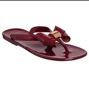 Ted Baker Ettiea Maroon Jelly Flip Flops with Bow